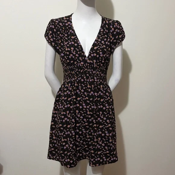 Free People Pretty Baby Black Floral Backless Dress Size SP - Picture 3 of 9
